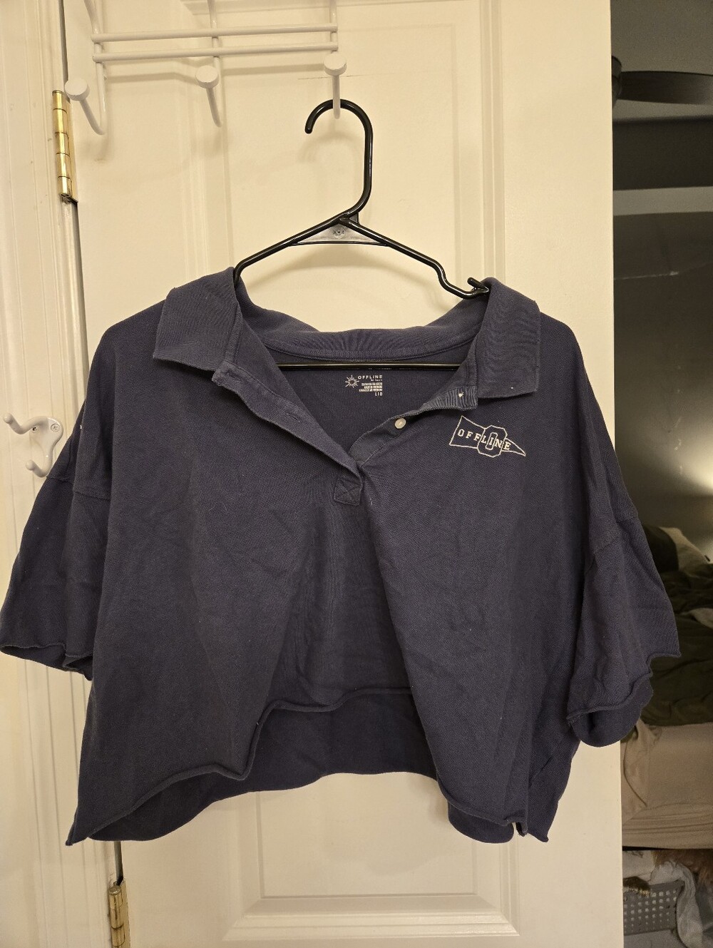 Aerie Blue Collar Cotton Crop Top